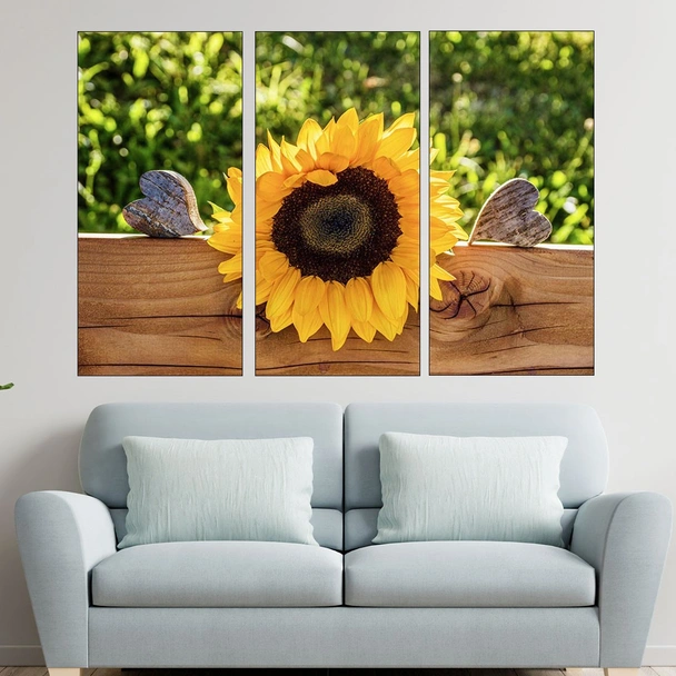 Слънчоглед и сърца - картина пано за стена - Image 2