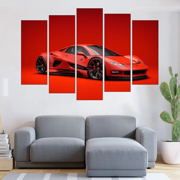 Червена спортна кола - картина пано за стена - Image 3