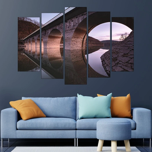 Каменен мост над реката - картина пано за стена - Image 3