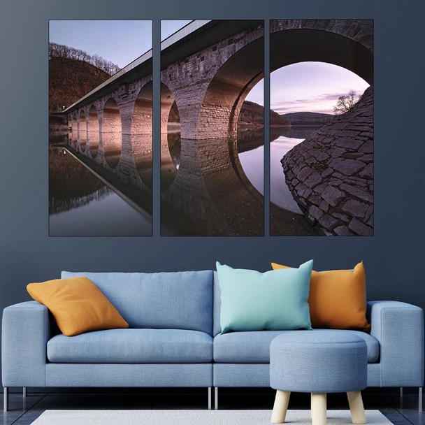 Каменен мост над реката - картина пано за стена - Image 2