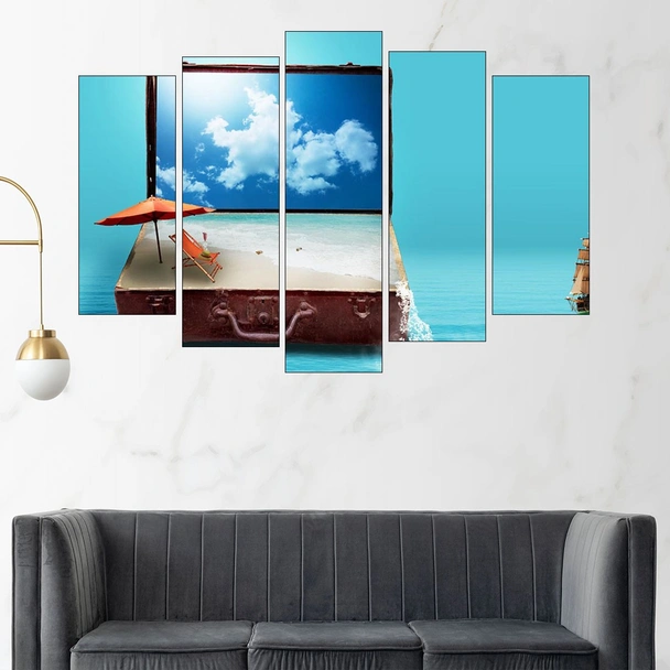 Плаж в куфар - колаж - картина пано за стена - Image 3