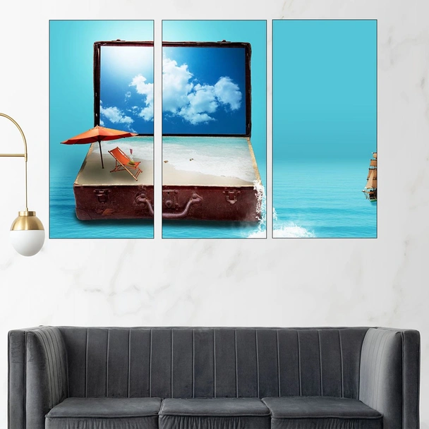 Плаж в куфар - колаж - картина пано за стена - Image 2