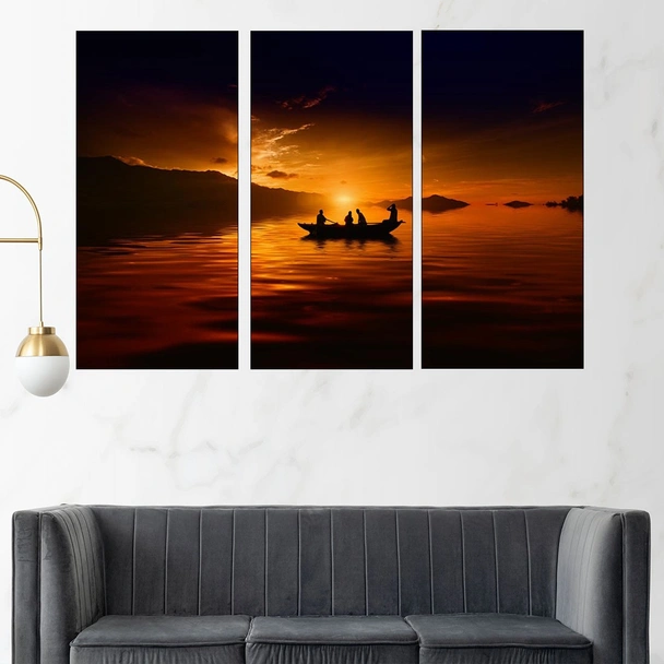 Рибари се прибират по залез - картина пано за стена - Image 2
