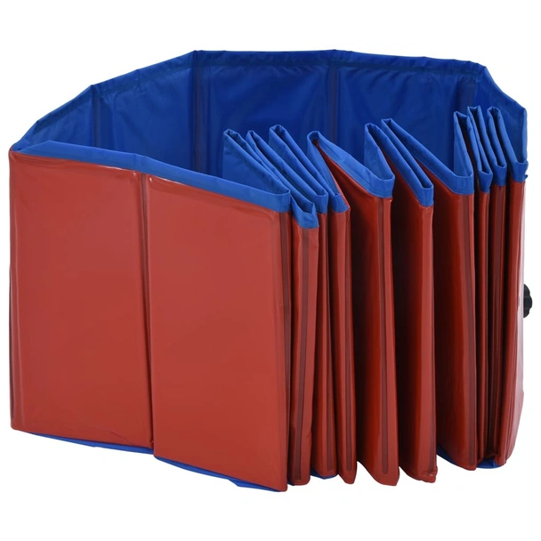 Сгъваем басейн за кучета, червен, 120 см диам. PVC - Image 5