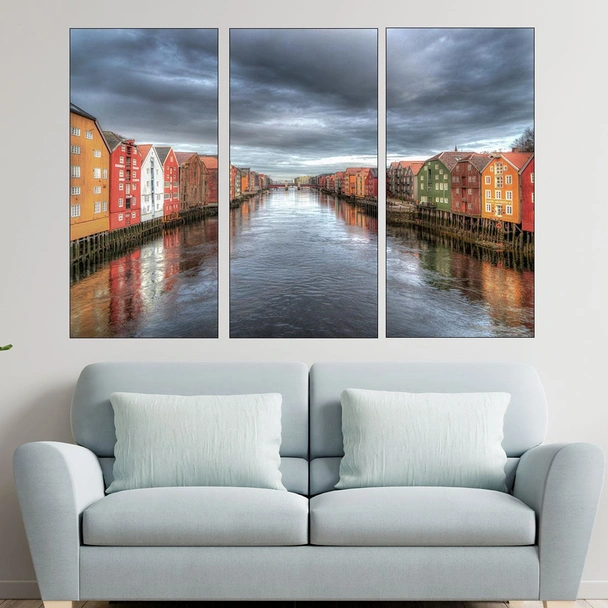 Живописна река в Тронхайм - картина пано за стена - Image 2