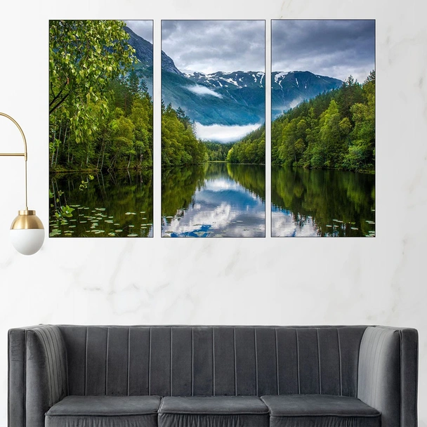 Красиво езеро в гората - картина пано за стена - Image 2