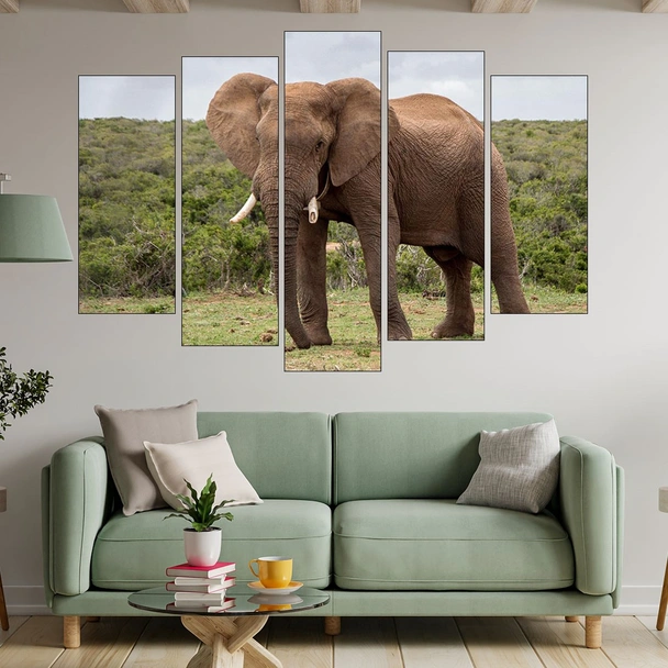 Африкански слон в саваната - картина пано за стена - Image 3