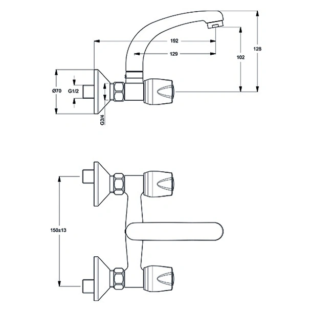 Стенен смесител за баня Искър В1391АА VIDIMA - Image 2