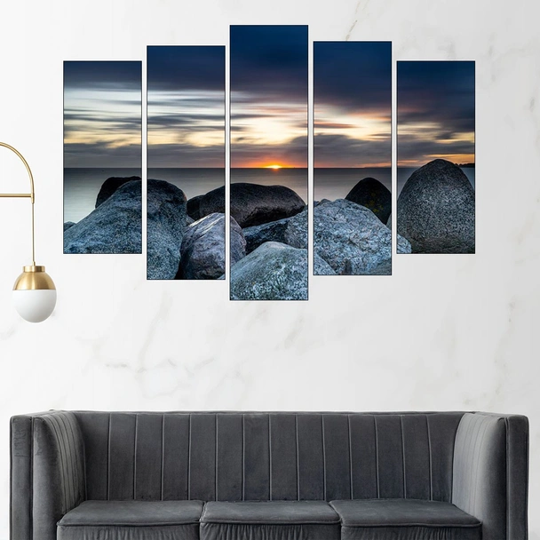 Залез над каменист бряг - картина пано за стена - Image 3