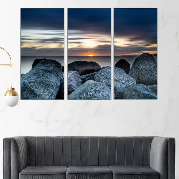Залез над каменист бряг - картина пано за стена - Image 2