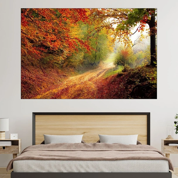 Есенна пътека в гората - картина пано за стена