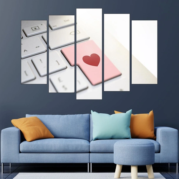 Клавиатура с бутон сърце - картина пано за стена - Image 3