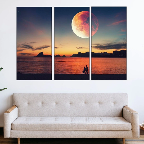 Огромна луна над морето - картина пано за стена - Image 2