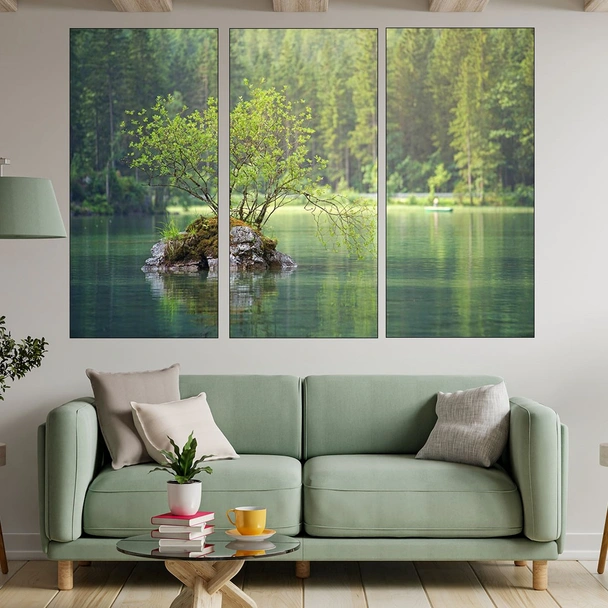 Красиво езеро с дърво - картина пано за стена - Image 2