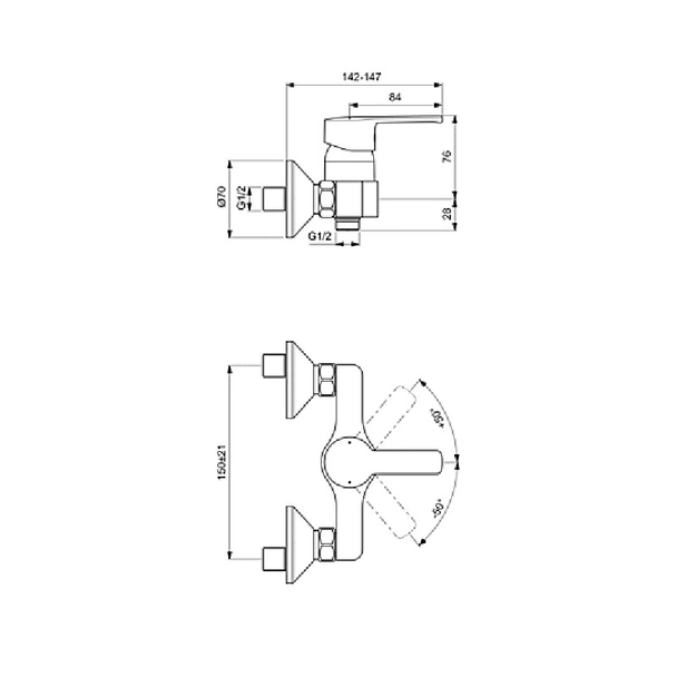 Стенен смесител за душ или вана Calista - VIDIMA - Image 2