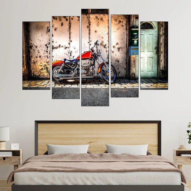Паркиран мотор на улицата - картина пано за стена - Image 3