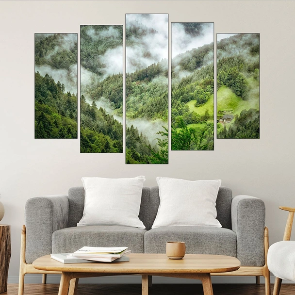 Сутрешна мъгла в гората - картина пано за стена - Image 3