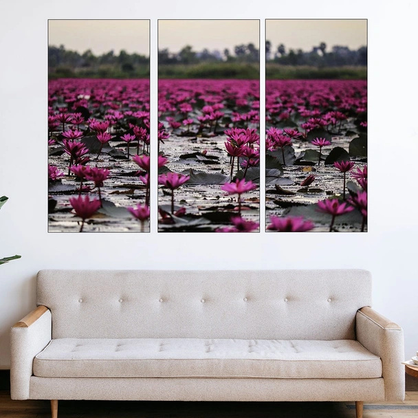 Червени лотоси във водата - картина пано за стена - Image 2