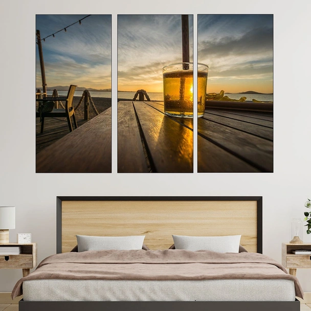 Залез през коктейл на масата - картина пано за стена - Image 2