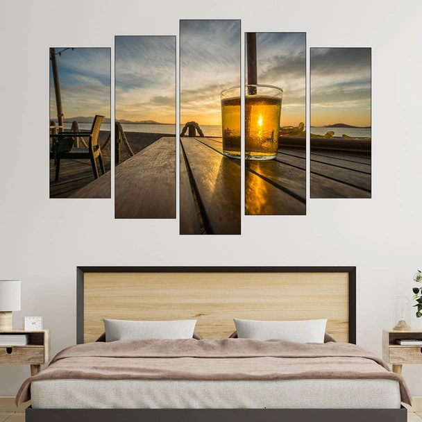 Залез през коктейл на масата - картина пано за стена - Image 3