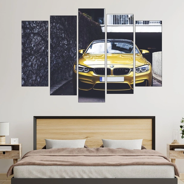 Жълто BMW М4 - картина пано за стена - Image 3