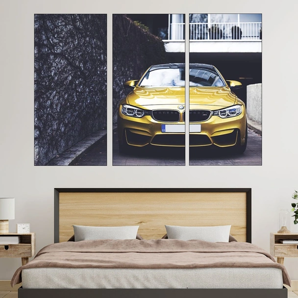 Жълто BMW М4 - картина пано за стена - Image 2