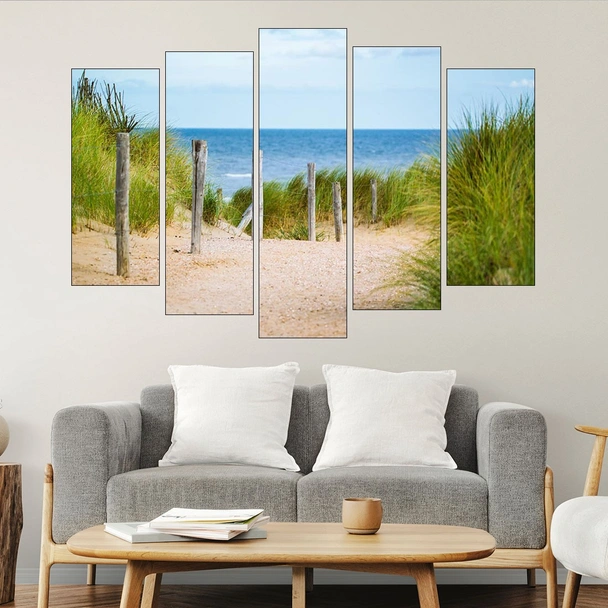 Дървена ограда на плажа - картина пано за стена - Image 3