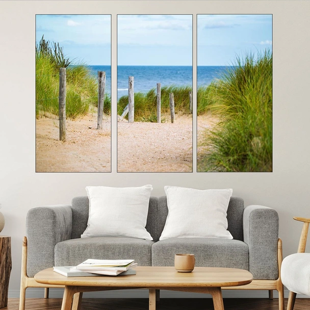 Дървена ограда на плажа - картина пано за стена - Image 2