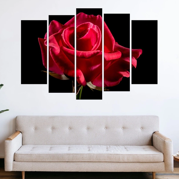 Червена роза на черен фон - картина пано за стена - Image 3
