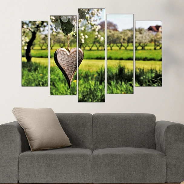 Сърце на цъфнало клонче - картина пано за стена - Image 3