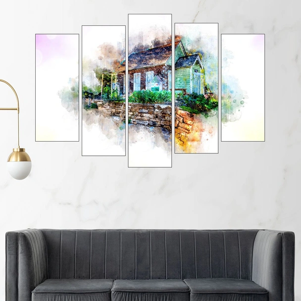 Акварел на къща на село - картина пано за стена - Image 3