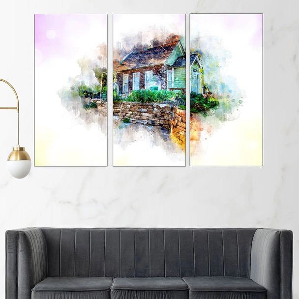 Акварел на къща на село - картина пано за стена - Image 2