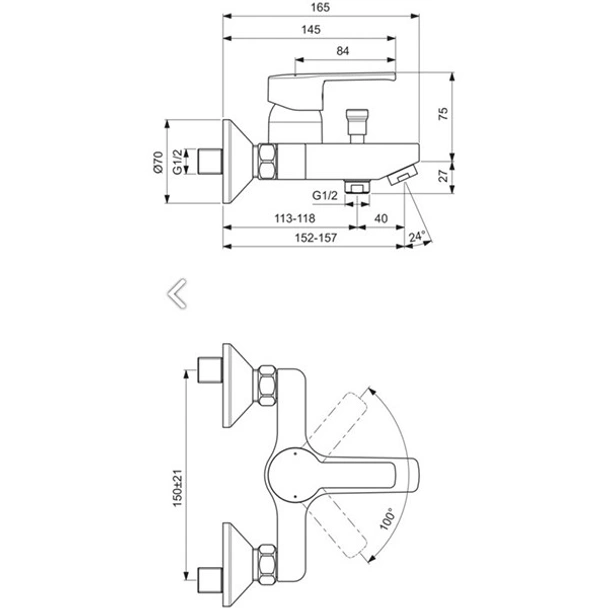 Стенен смесител за вана и душ Calista VIDIMA - Image 2