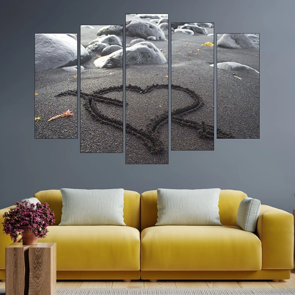 Сърце в пясъка - картина пано за стена - Image 3