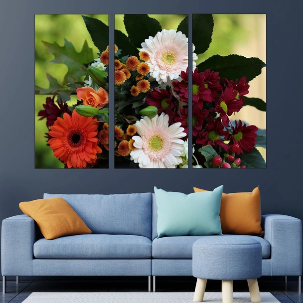 Букет от гербери и хризантеми - картина пано за стена - Image 2