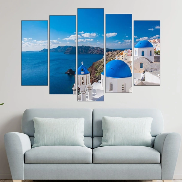 Синя църква в Санторини - картина пано за стена - Image 3