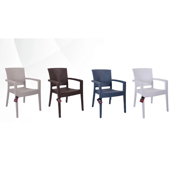 Градински стол с подлакътници кафяв Zeugma Rattan MEVSIM - Image 4