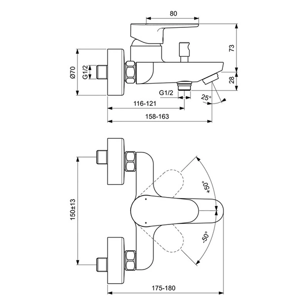 Стенен смесител за вана/душ Tyria - VIDIMA - Image 2