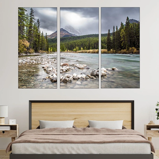 На брега на река в гората - картина пано за стена - Image 2