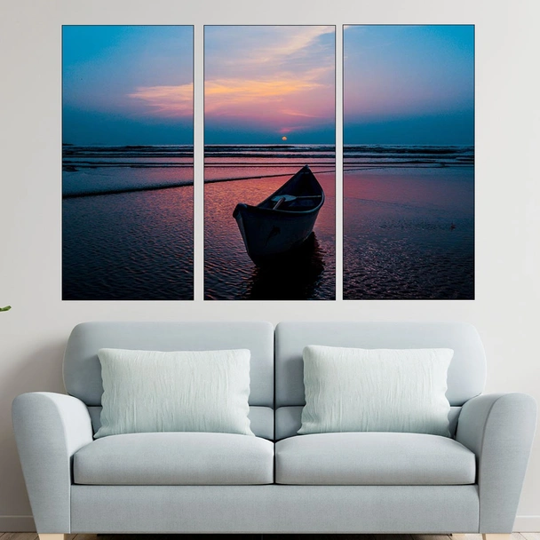Залез над лодка на брега - картина пано за стена - Image 2