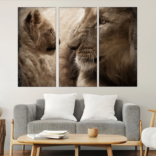Лъв със своето бебе - картина пано за стена - Image 2