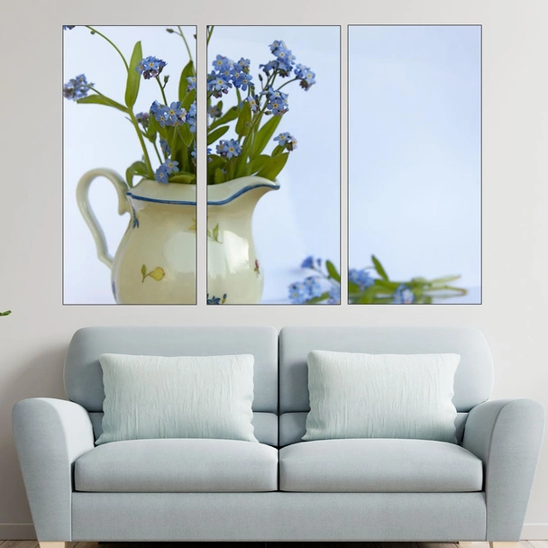 Сини пролетни цветя във ваза  - картина пано за стена - Image 2