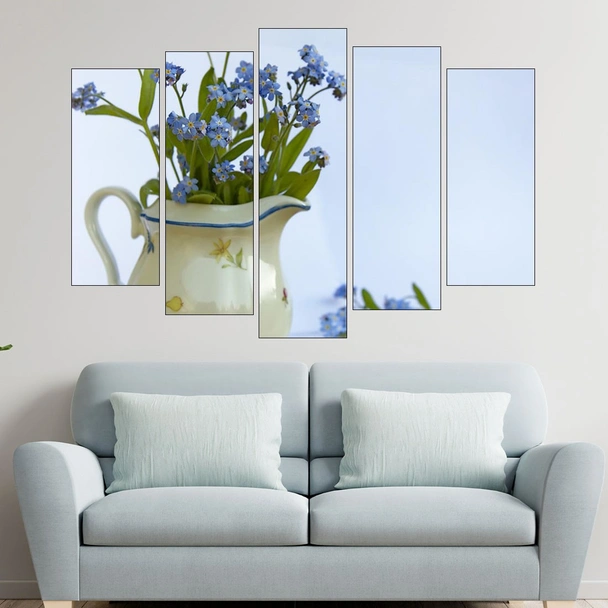 Сини пролетни цветя във ваза  - картина пано за стена - Image 3