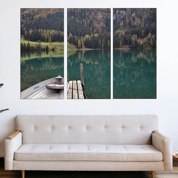 Алпите - лодка в езерото - картина пано за стена - Image 2