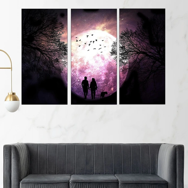 Разходка на двойка с куче - картина пано за стена - Image 2