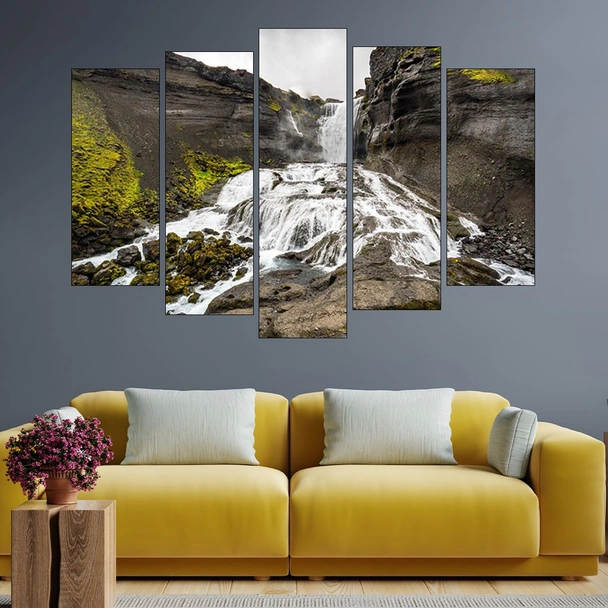 Красив водопад в Исландия - картина пано за стена - Image 3