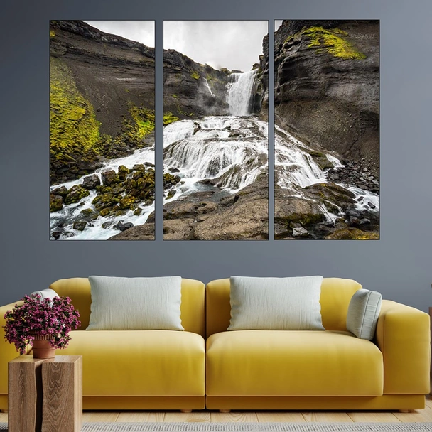 Красив водопад в Исландия - картина пано за стена - Image 2