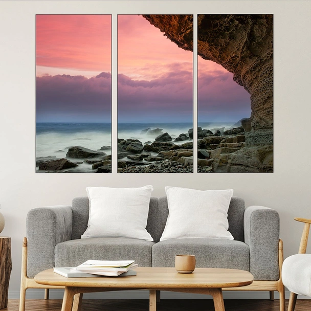 Скалист плаж в океана - картина пано за стена - Image 2