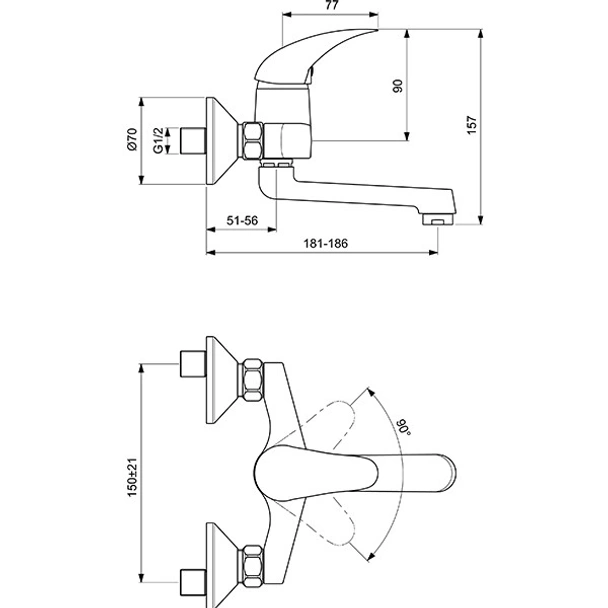 Стенен смесител за баня Orion B1024AA VIDIMA - Image 3