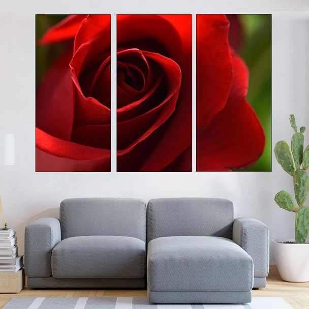 Макро на червена роза - картина пано за стена - Image 2
